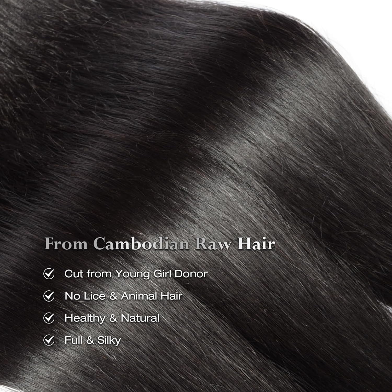 ASHINE 14 16 18 inch Raw Human Hair Bundles Straight Unprocessed for Women Natural Black 3 pcs Bundles