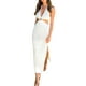 thumbnail image 3 of VISgogo Vestido Casual para Mujer, Color Sólido Sin Mangas Sin Espalda Slim-Fit Split Halter Vestido Largo VISgogo moda, 3 of 8