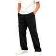 thumbnail image 2 of LONKITO Boys Cargo Pants Casual Straigh Leg Fleece Sweatpants with Pockets Drawstring Elastic Waist Size 13-14 Years, 2 of 8