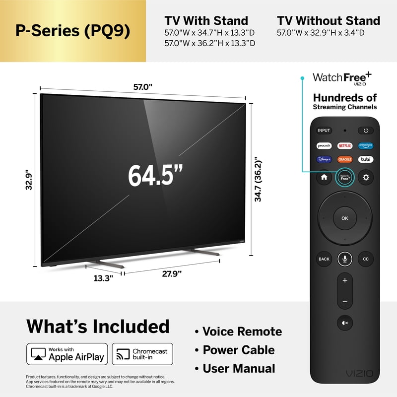 VIZIO 65" Class P-Series 4K QLED HDR Smart TV P65Q9-J01 color options