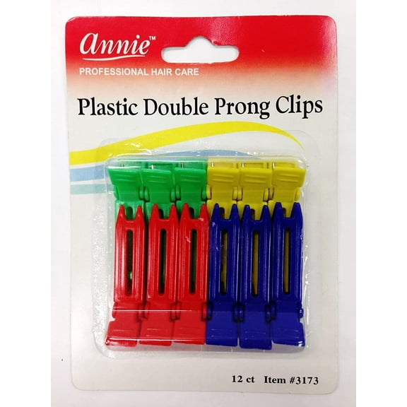 12 Plastic Double Prong Clips