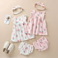 thumbnail image 6 of Summer Casual Baby Girls Strawberry Pattern Flare Sleeve Dress With PP Pants Headband Sundress Set White 80, 6 of 6