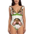 thumbnail image 2 of Yiaed Brown Bunny Print Women's Ruffled One Piece Swimsuit V Neck Swimwear Slimming Monokini for Woman-Small, 2 of 8