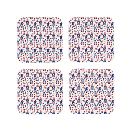 

Pofeuu 4th Of July Print Coasters for Drinks 4Pack PU Leather Coasters Bar Drink Coasters for Tabletop Protection Furniture from Damage-Square
