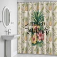 thumbnail image 5 of Hello Summer Shower Curtain for Bathroom Decor, Pineapple Red Flower Tropical Fruit Vintage Linen Abstract Waterproof Fabric Shower Curtain, 72"x78" Set with 12 Hooks, 5 of 9