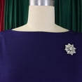 thumbnail image 6 of AURA Plus Size Bodycon Midi Dress High Waist Round Neck Short Sleeve Elegant Office Dress with Brooch Zipper, 6 of 9