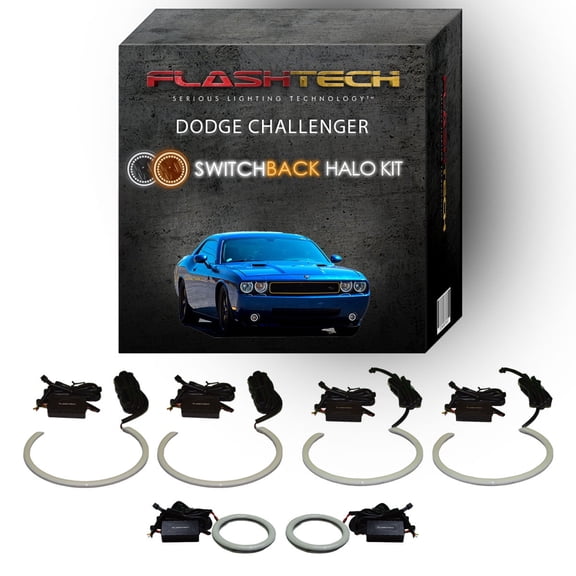 Flashtech Waterproof White Switchback Halo Kit for 08-14 Challenger Headlight & Fog Lights