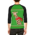 thumbnail image 2 of Ugly Christmas Sweater Big Giraffe Scarf Mens Raglan T Shirt White-Black X-LG, 2 of 2