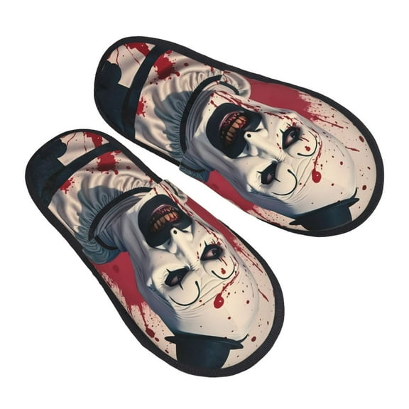 Terrifier 3 Furry Slippers For Men Women Fuzzy House Slippers Winter Anti-Slip Indoor And Outdoor Slip On Shoes Medium