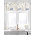 thumbnail image 2 of Blue Floral Leaves Kitchen Valances for Windows Farmhouse Linen Window Valance Curtain for Living Room Window Treatment Beige Farmhouse Botanical Valance Rod Pocket Topper Drape, 54 x 18 Inch, 2 of 6