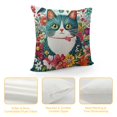 thumbnail image 4 of Patifu   Cat Throw Pillow Cushion Cover, Kitty Surrounded by Birds Flowers Ladybugs Inspirational Folk Theme, Decorative Square Accent Pillow Case,   Multicolor Seafoam 22x22in, 4 of 5