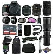 Nikon D5500 DSLR Digital Camera 18-55mm Lens + 6.5mm f/3.5 Fisheye Lens + 70-300mm DG Lens + 420-1600mm f/8.3 HD Telephoto Lens + 128GB Memory + Filters + Flash + Backpack + Case + Tripod + Monopod