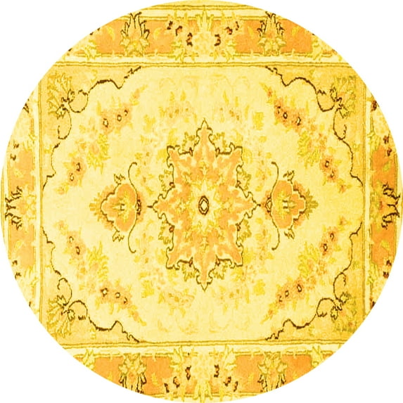 Ahgly Company Indoor Round Persian Yellow Traditional Area Rugs, 8' Round