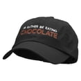 thumbnail image 2 of I'd Rather Be Eating Chocolate Embroidered Low Profile Dyed Cotton Twill Cap - Black OSFM, 2 of 5