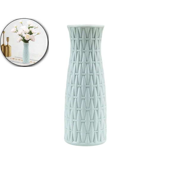 Ceramic Look Plastic Vase - Unbreakable Vase for Flowers, Vases for Home Decor Party Centerpiece(Green)