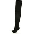 thumbnail image 3 of Steve Madden Viktory Black Paris Stiletto Heel Pointed Toe Over The Knee Boots (Black Paris, 9), 3 of 5