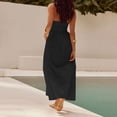 thumbnail image 7 of Oplxuo Womens Halter Neck Beach Dress Flowy Summer Long Dresses Trendy Sleeveless Solid Sundress for Vacation Resort Wear, 7 of 7