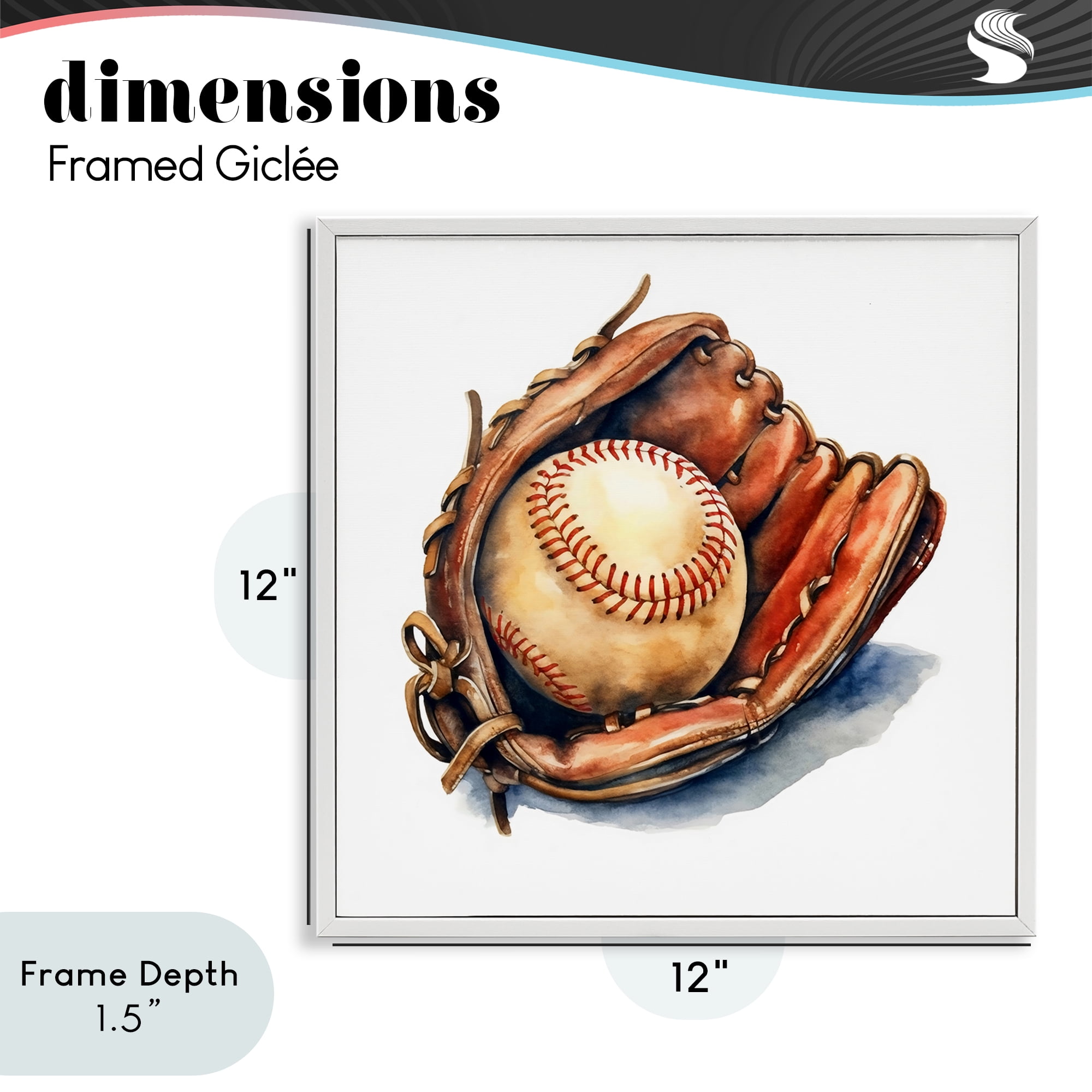 Stupell Industries Glove & Ball in Leather White Framed Giclee Art, design by Creative Studio