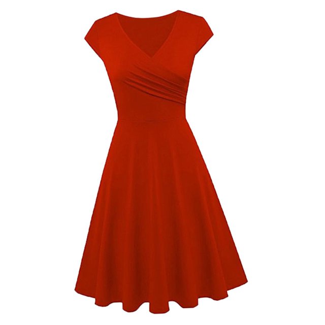 Vestido de fiesta Zulema cuello en manga casquillo Rojo XL