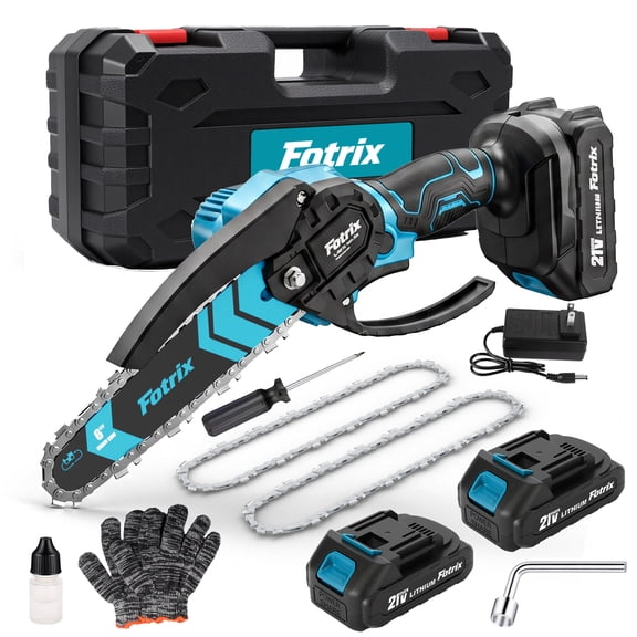 6-Inch Cordless Mini Chainsaw Combo, Handheld Electric Chain Saw with 2 Batteries & Charger for Tree Trimming&box