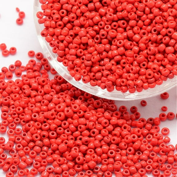 50g 6/0 Glass Seed Beads Grade A Round Opaque Colours Red 3.6~4.0mm Hole: 1.2mm about 500pcs/50g