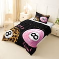 thumbnail image 2 of Castle Fairy Vintage Billiards Twin Comforter Sets 2pcs, Leopard Print Billiards Bedding Set, Pink Brown Black,Black Reversible,1 Comforter and 1 Pillowcase, 2 of 6