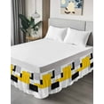thumbnail image 4 of Yellow Black White Geometric Bed Skirt Queen Size 16" Drop Modern Abstract Art Color Block Ruffled Wrap Around Bed Skirts Adjustable Elastic Bedskirt Dust Ruffle for Queen Size Bed, 4 of 7