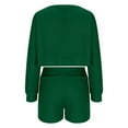 thumbnail image 5 of Ribbed Knit 2 Piece Outfits for Women Casual High Waist Shorts Sets Off Shoulder Long Sleeve Top and Sweatshorts (2XL, Green), 5 of 7