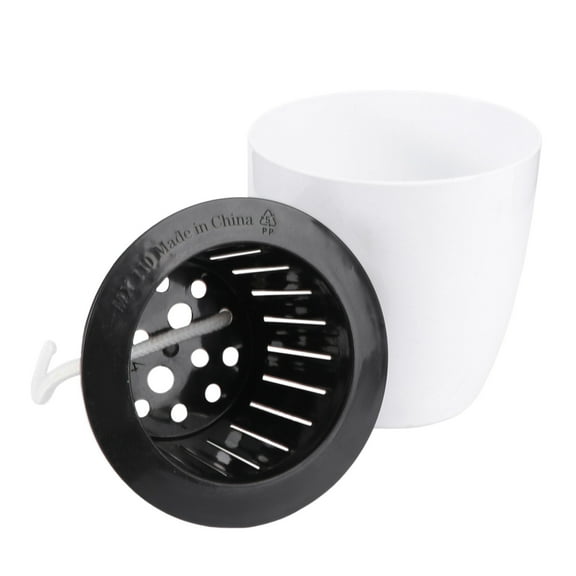 COMPUKAS Round Self watering Flower Pot Outdoor Garden White