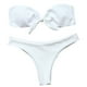 thumbnail image 1 of Gibobby Conjunto de Bikini Traje de baño Conjunto sexy Bikini para mujer Corte de corbata Bandeau Pieza sólida Traje de baño de dos lazos Conjunto de tan(Blanco,G), 1 of 3