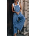 thumbnail image 4 of Women's Loose Adjustable Strap Wide Leg Denim Bib Overall Jeans Pants, 4 of 11