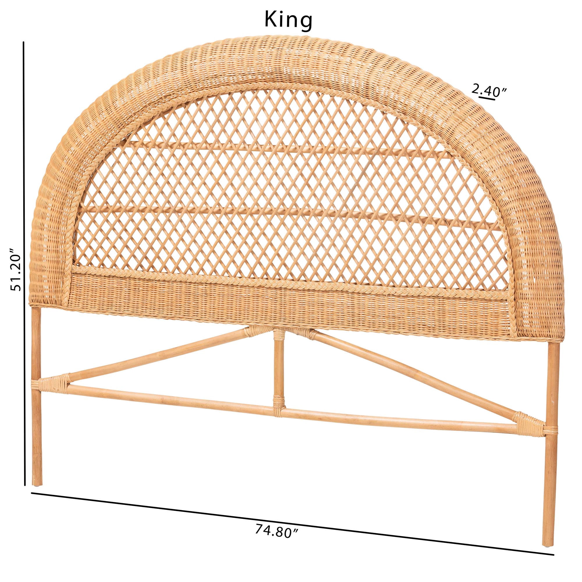bali & pari Harini Boho Standalone Headboard, King, Light Honey