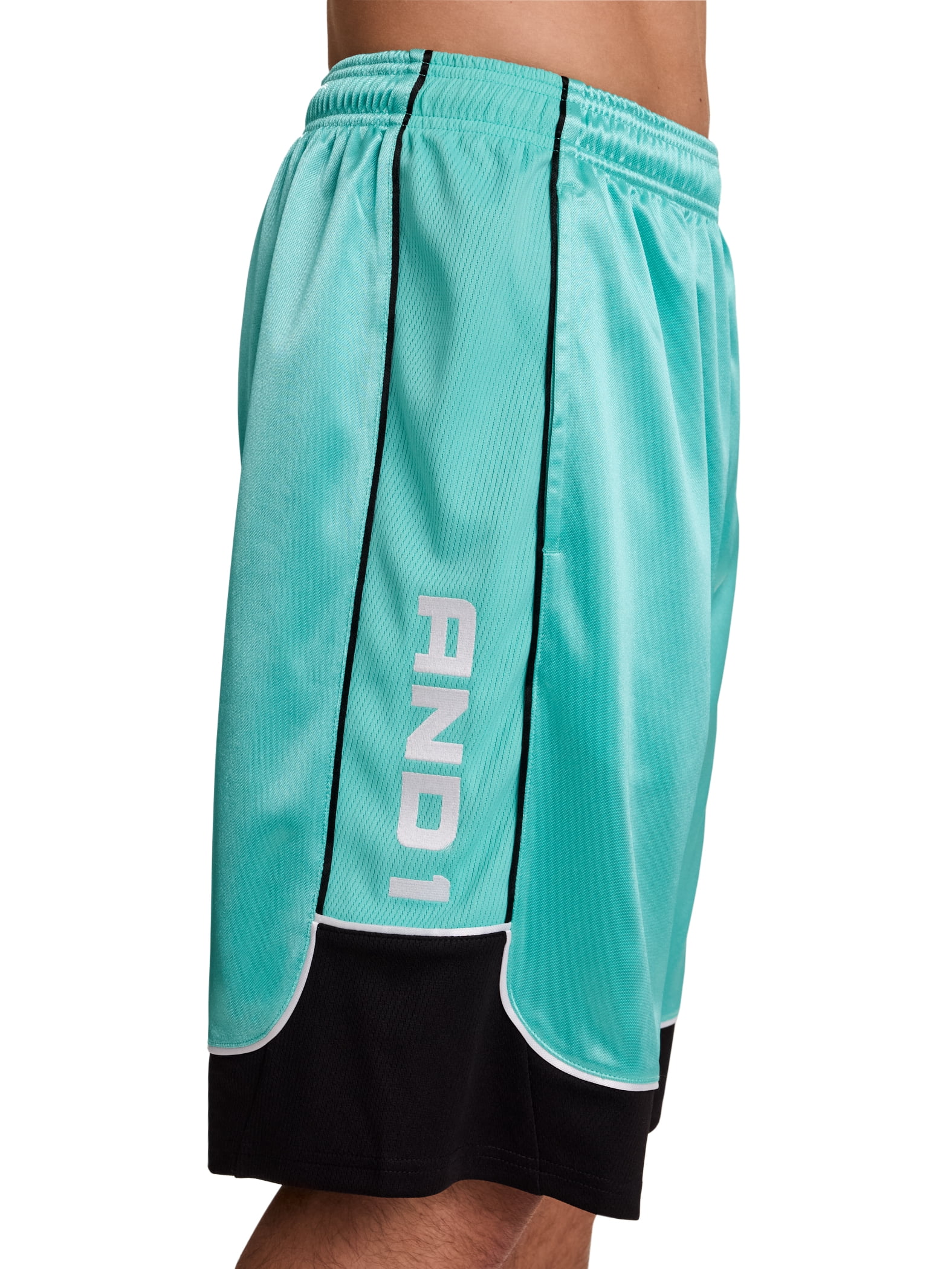 AND1 Men's and Big Men's All Court Colorblock Short, 11" inseam, up to Size 5XL