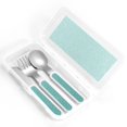 thumbnail image 4 of Easygdp Teal Green Glitter 3-Piece Flatware Set Kids Silverware, Stainless Steel Toddler Kids Utensils Safe for Preschooler Children, 4 of 8