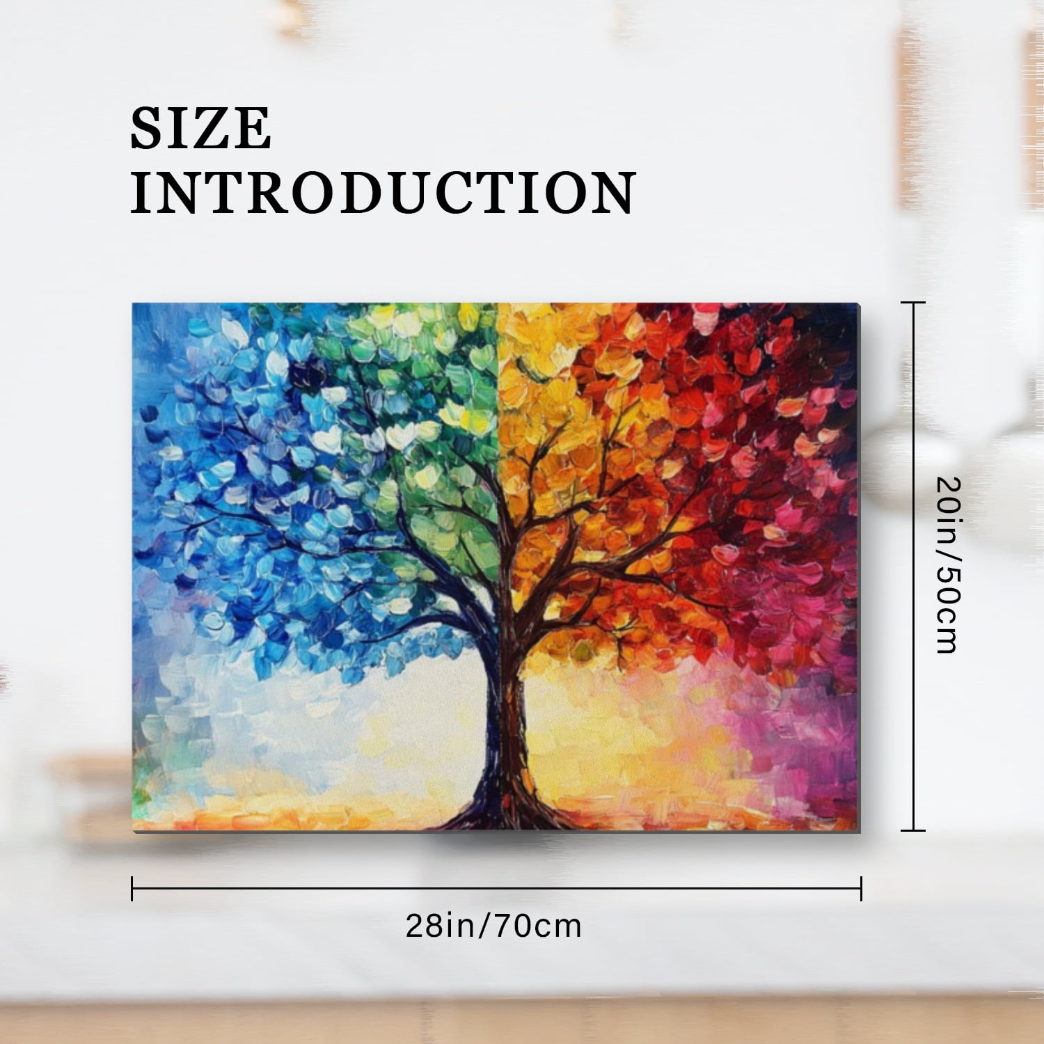 Glass Stove Top Covers For Electric Stove, Multicolored Huge Life Tree Pattern Square Glass Stovetop Cover, Washable Oilproof Dustproof Mat for Kitchen RV (28×20 Inch)