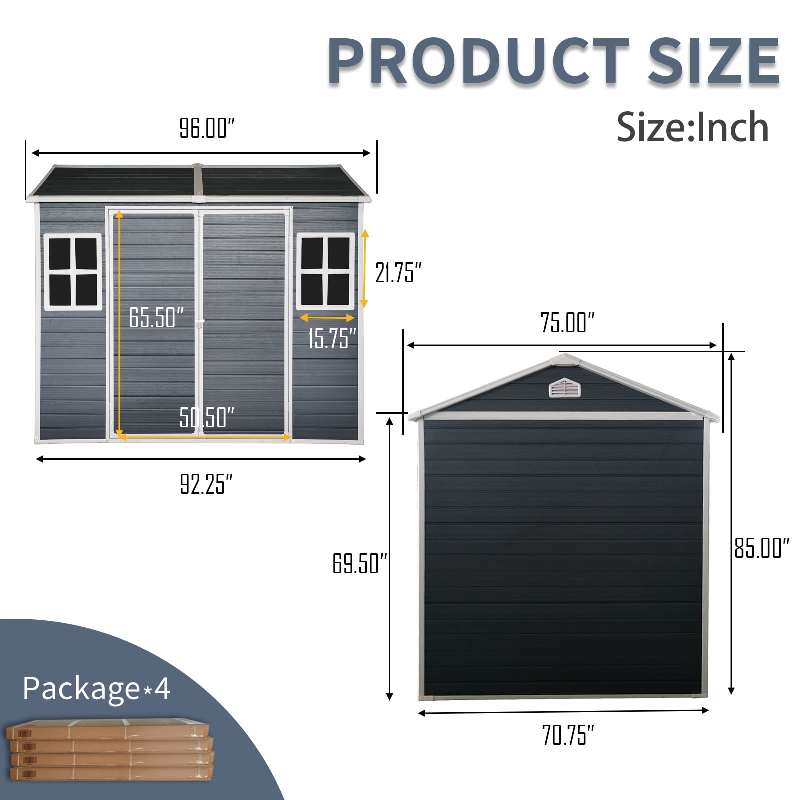 Alvantor 8 x 6 Ft Resin Storage Shed with Floor Outdoor Waterproof Garden Shed with Window and Lockable Door for Backyard, Garden, Patio Black