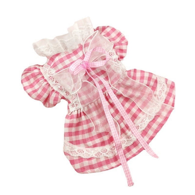 Ropa de títeres Lolita, vestido de encaje a cuadros para perros y gatos, ropa para mascotas, falda de osito de peluche