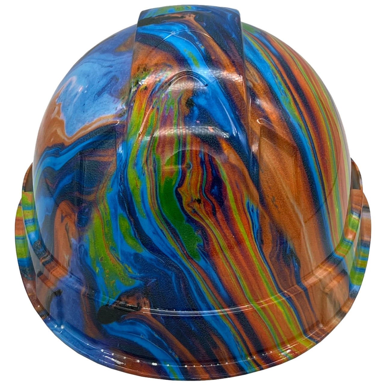 Oil Spill Design Hydro Dipped Hard Hats Cap Style Design with 4 Pt Suspension