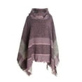 thumbnail image 2 of Xfvqtps Womens Hooded Cape Rough Edge Pullover Large Size Knitted Mixed Color Irregular Hem Fashion Casual Warm Fall and Winter Cloak Purple, 2 of 5