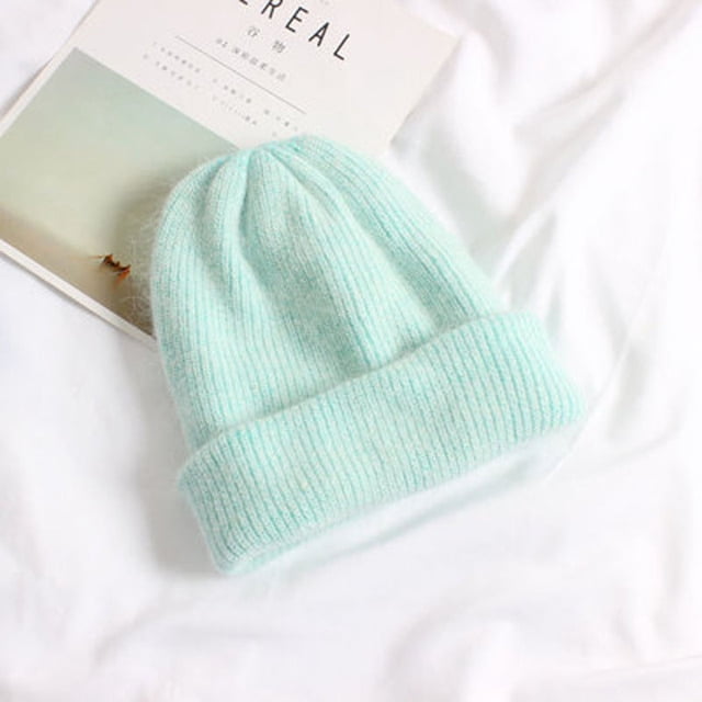 LinYooLi Laine Angora, Bonnet Tricoté pour Femmes, Pulls d'Automne et d'Hiver Bonnet Épais