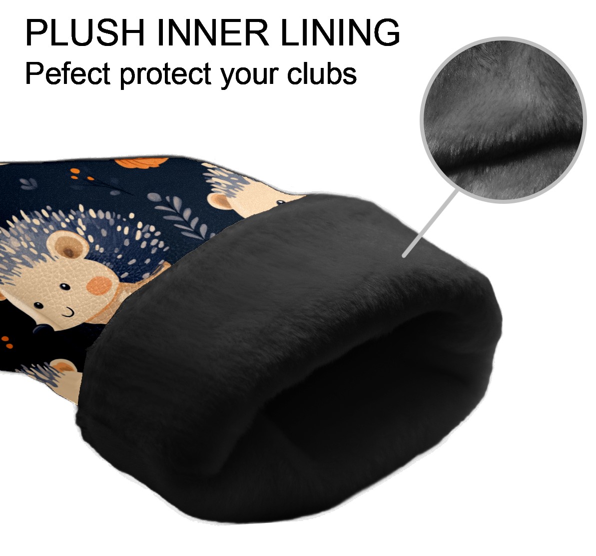 Golf Club Covers PU Leather Waterproof Head Covers for Fairway Woods Hybrids Dark Hedgehog