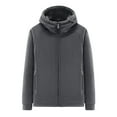 thumbnail image 2 of Men's Fuzzy Hoodies Jackets Thick Fleece Lined Soft Comfy Zip up Hooded Sweatshirt with Zip Pocket Winter Warm Outwear Coats Casual Sportswear Dark Gray 4XL, 2 of 9
