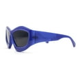 thumbnail image 3 of Womens Oversized Trendy Sport Thick Bevel Frame Wrap Plastic Sunglasses Navy - Black, 3 of 4