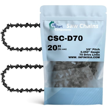 5-Pack 20" Full Chisel Chainsaw Chain D70 Replacement for Homelite 850 Chainsaws - (20 inch, 3/8" Pitch, 0.050" Gauge, 70 Drive Links)