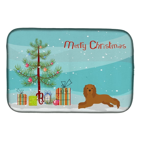 Ruby Cavalier King Charles Spaniel Christmas Tree Dish Drying Mat