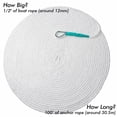 thumbnail image 2 of Carbole Anchor Rope for Boat 1/2" x 100 ft - Three Strand, 5850LB Breaking Strain, 2 of 10