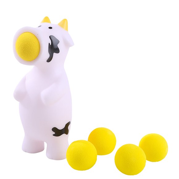 matoen Clearance Toys Cow Ball Blaster-Animal Popper Indoor And Outdoor Toys With 5 Foam Balls