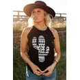 thumbnail image 3 of POGLIP Women's Black Aztec Cactus Graphic Distressed Tank Top, 3 of 6