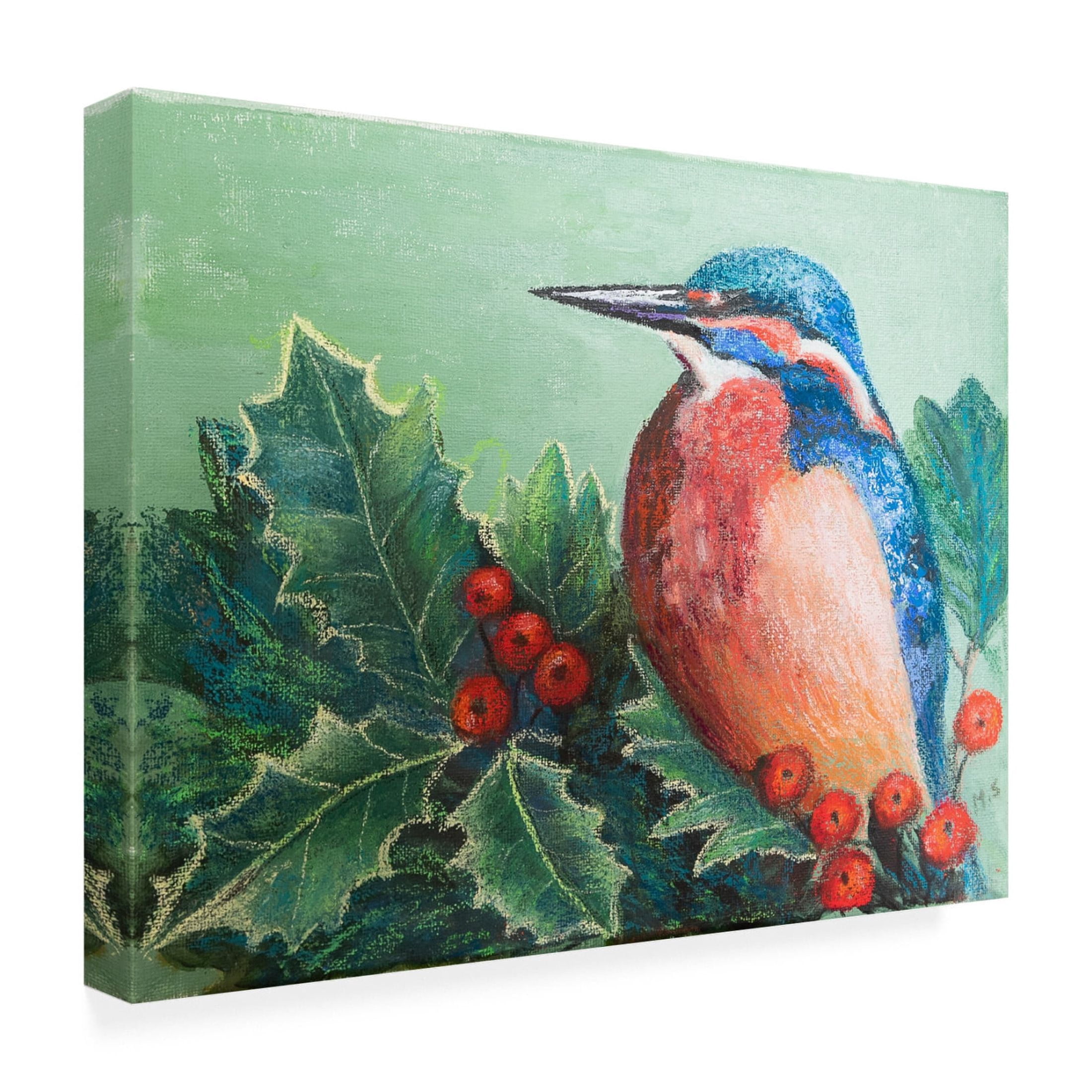 Margo Starkey 'Kingfisher on berries, 2022' Canvas Art - 32 x 24 Inches