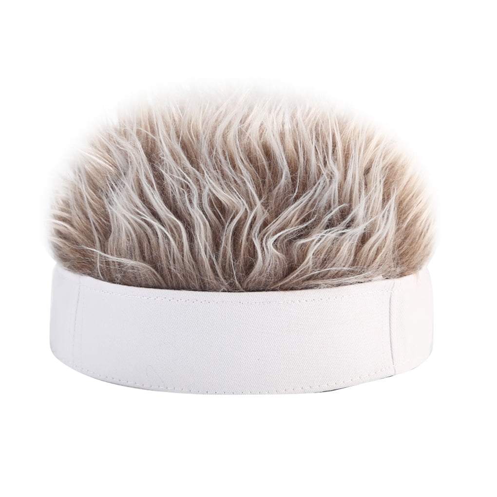 Fake Hair Hat Men Women Short Wig Cap 